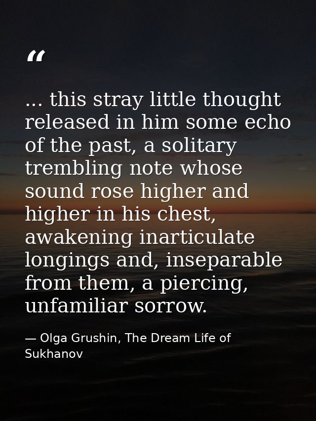 ... this stray little thought released in him some echo of the past, a solitary trembling note whose sound rose higher a — Olga Grushin, The Dream Life of Sukhanov