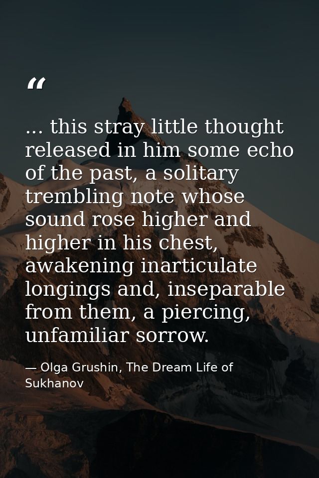 ... this stray little thought released in him some echo of the past, a solitary trembling note whose sound rose higher a — Olga Grushin, The Dream Life of Sukhanov