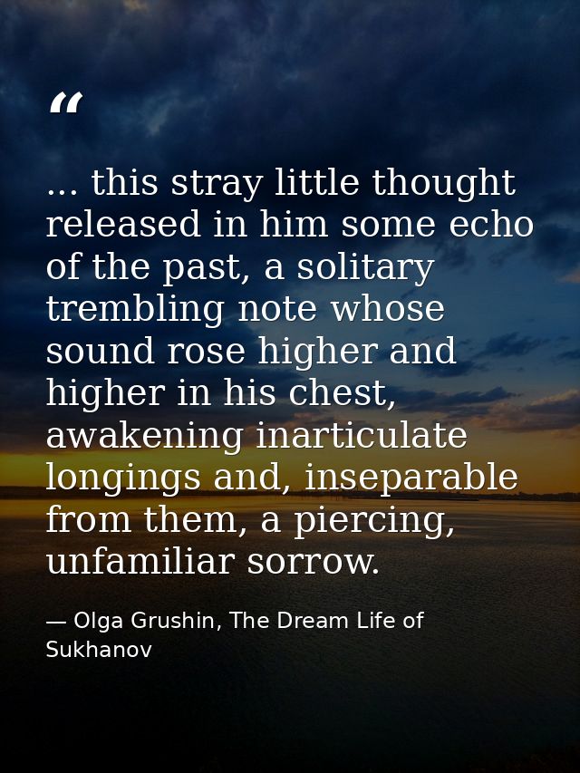 ... this stray little thought released in him some echo of the past, a solitary trembling note whose sound rose higher a — Olga Grushin, The Dream Life of Sukhanov