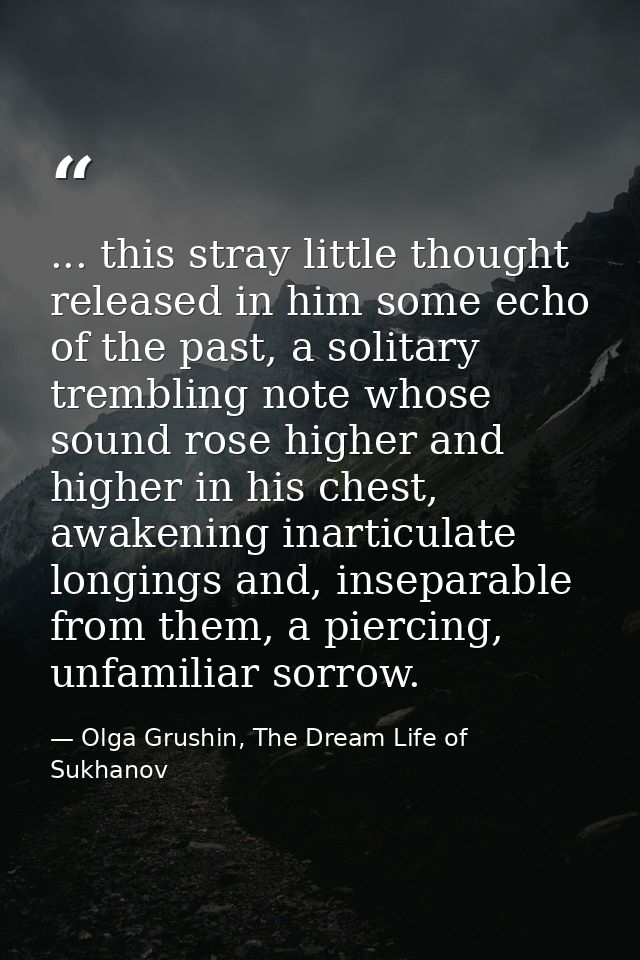 ... this stray little thought released in him some echo of the past, a solitary trembling note whose sound rose higher a — Olga Grushin, The Dream Life of Sukhanov