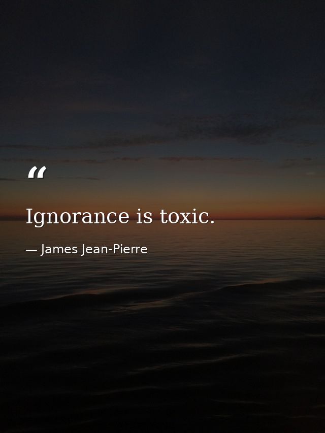 Ignorance is toxic. — James Jean-Pierre