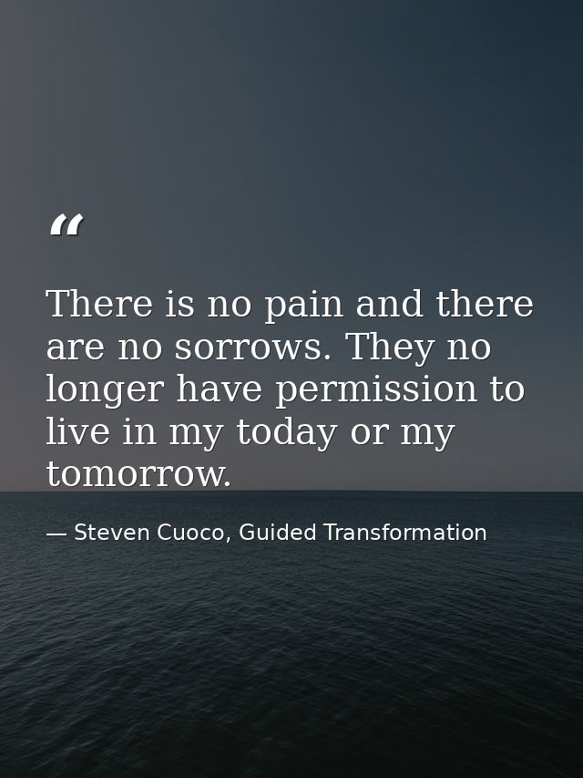 There is no pain and there are no sorrows. They no longer have permission to live in my today or my tomorrow. — Steven Cuoco, Guided Transformation