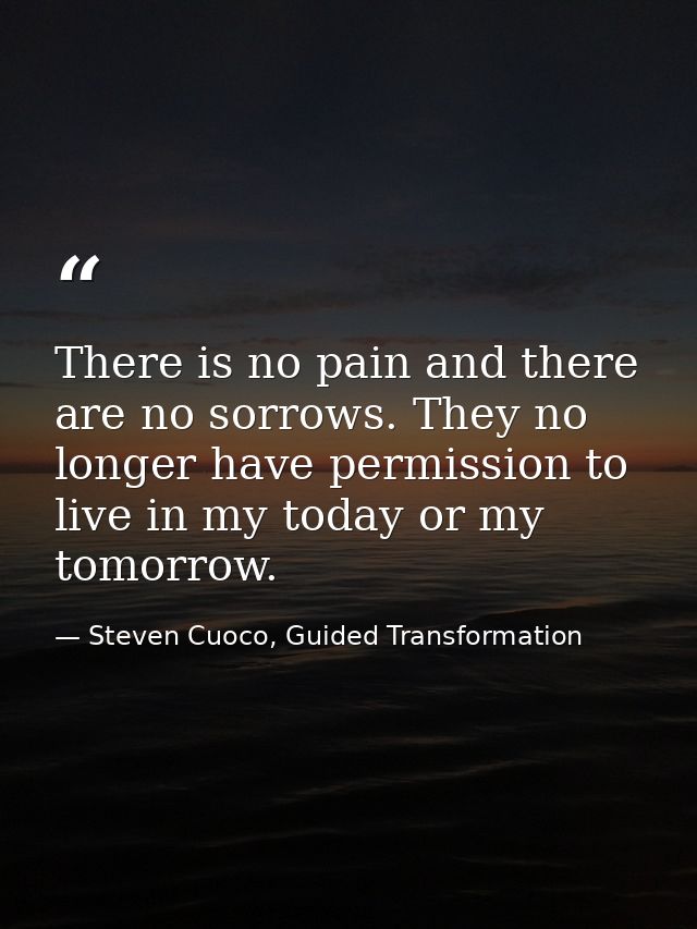 There is no pain and there are no sorrows. They no longer have permission to live in my today or my tomorrow. — Steven Cuoco, Guided Transformation