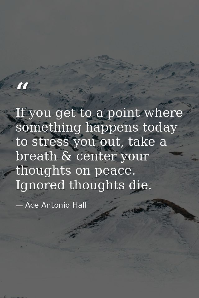 If you get to a point where something happens today to stress you out, take a breath & center your thoughts on peace. Ig — Ace Antonio Hall
