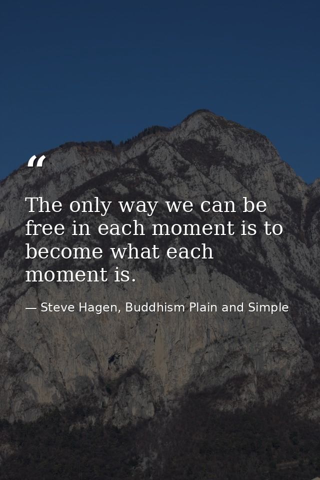 The only way we can be free in each moment is to become what each moment is. — Steve Hagen, Buddhism Plain and Simple