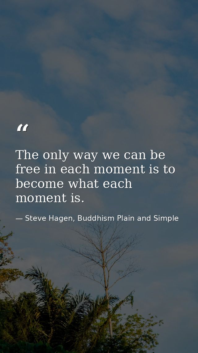 The only way we can be free in each moment is to become what each moment is. — Steve Hagen, Buddhism Plain and Simple