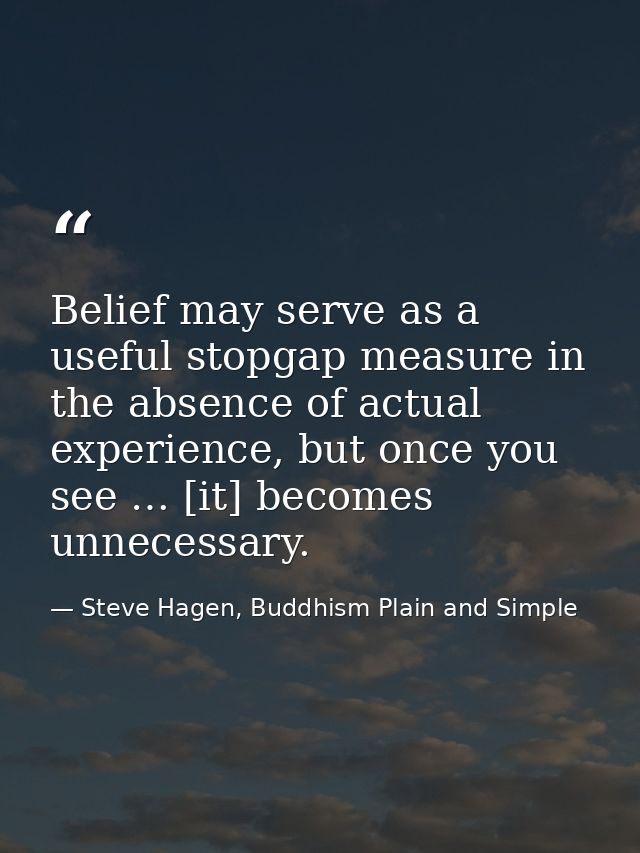 Belief may serve as a useful stopgap measure in the absence of actual experience, but once you see … [it] becomes unnece — Steve Hagen, Buddhism Plain and Simple