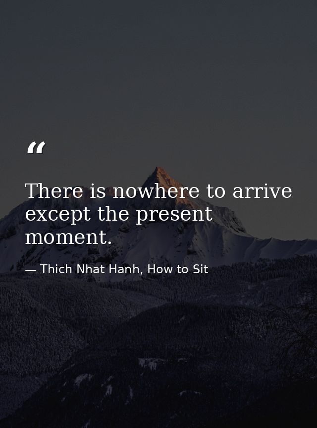 There is nowhere to arrive except the present moment. — Thich Nhat Hanh, How to Sit