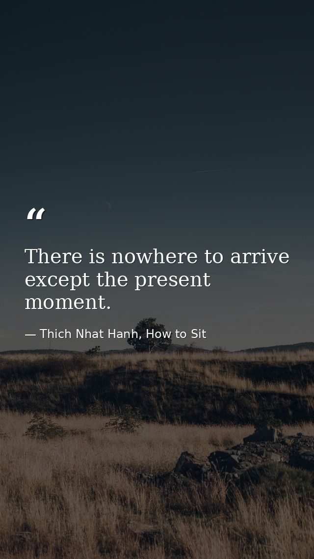There is nowhere to arrive except the present moment. — Thich Nhat Hanh, How to Sit