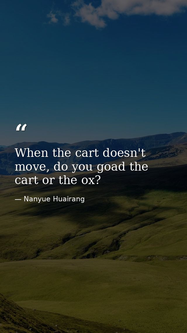 When the cart doesn't move, do you goad the cart or the ox? — Nanyue Huairang
