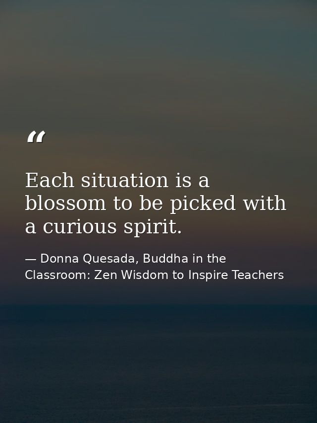 Each situation is a blossom to be picked with a curious spirit. — Donna Quesada, Buddha in the Classroom: Zen Wisdom to Inspire Teachers