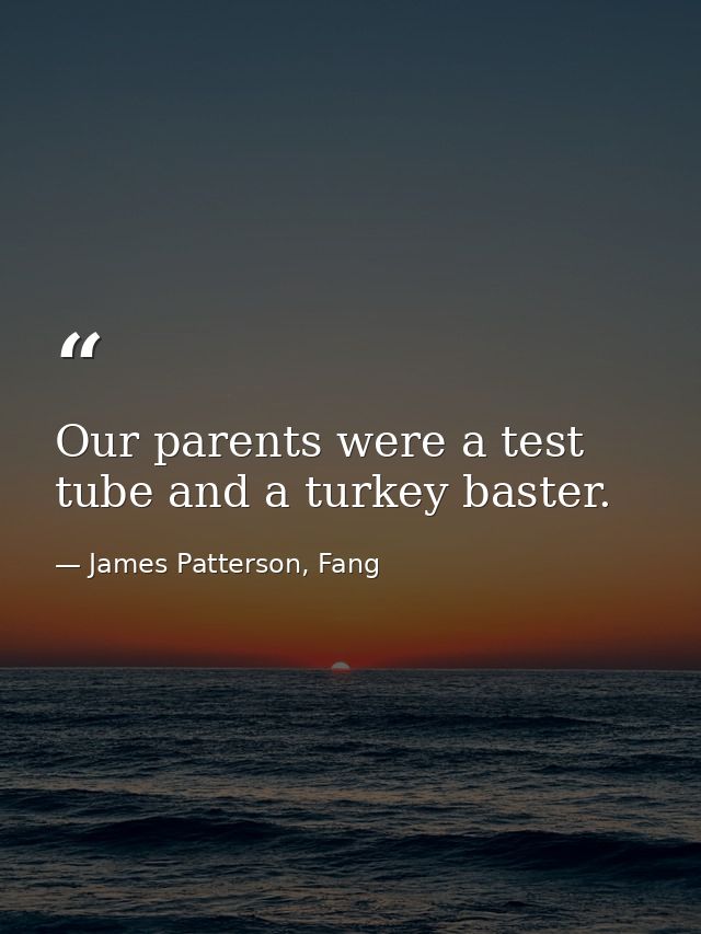 Our parents were a test tube and a turkey baster. — James Patterson, Fang