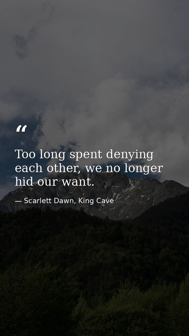 Too long spent denying each other, we no longer hid our want. — Scarlett Dawn, King Cave