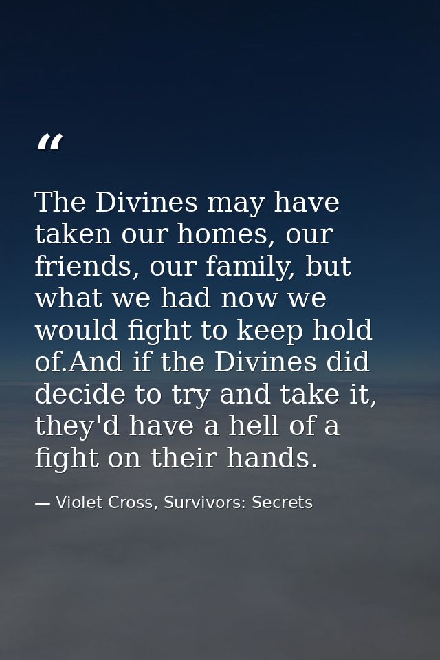 The Divines may have taken our homes, our friends, our family, but what we had now we would fight to keep hold of.And if — Violet Cross, Survivors: Secrets