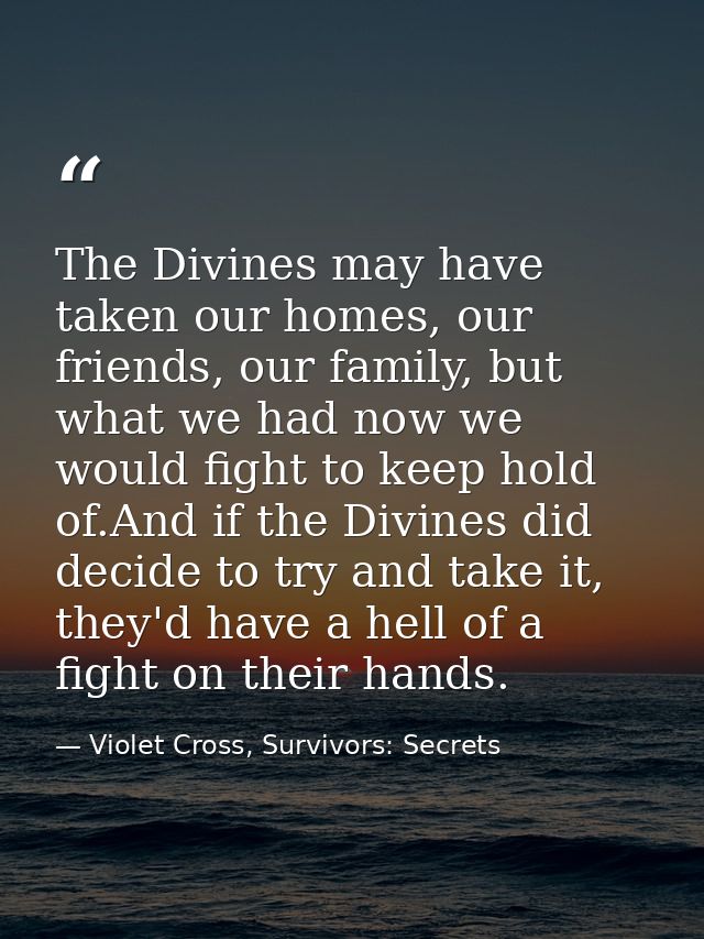 The Divines may have taken our homes, our friends, our family, but what we had now we would fight to keep hold of.And if — Violet Cross, Survivors: Secrets