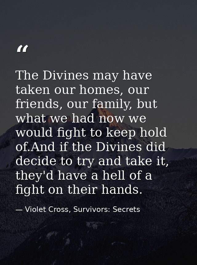 The Divines may have taken our homes, our friends, our family, but what we had now we would fight to keep hold of.And if — Violet Cross, Survivors: Secrets
