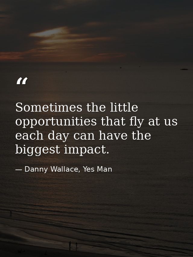 Sometimes the little opportunities that fly at us each day can have the biggest impact. — Danny Wallace, Yes Man