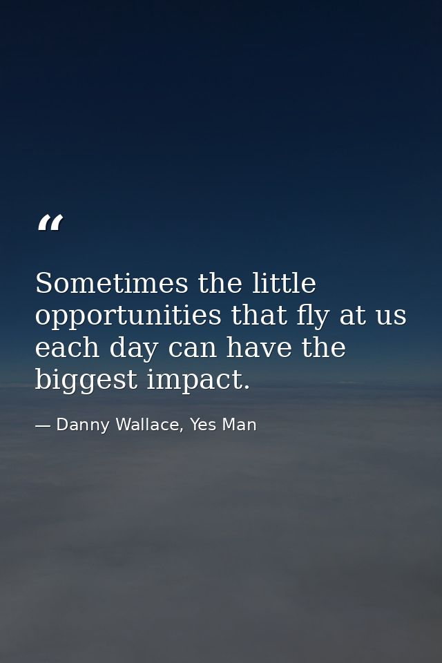 Sometimes the little opportunities that fly at us each day can have the biggest impact. — Danny Wallace, Yes Man