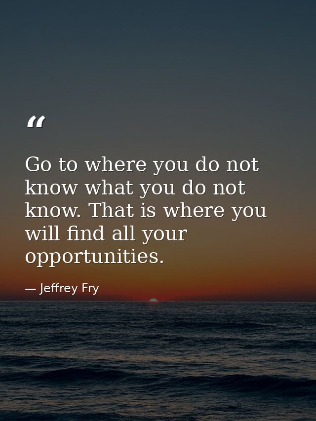 Go to where you do not know what you do not know. That is where you will find all your opportunities. — Jeffrey Fry