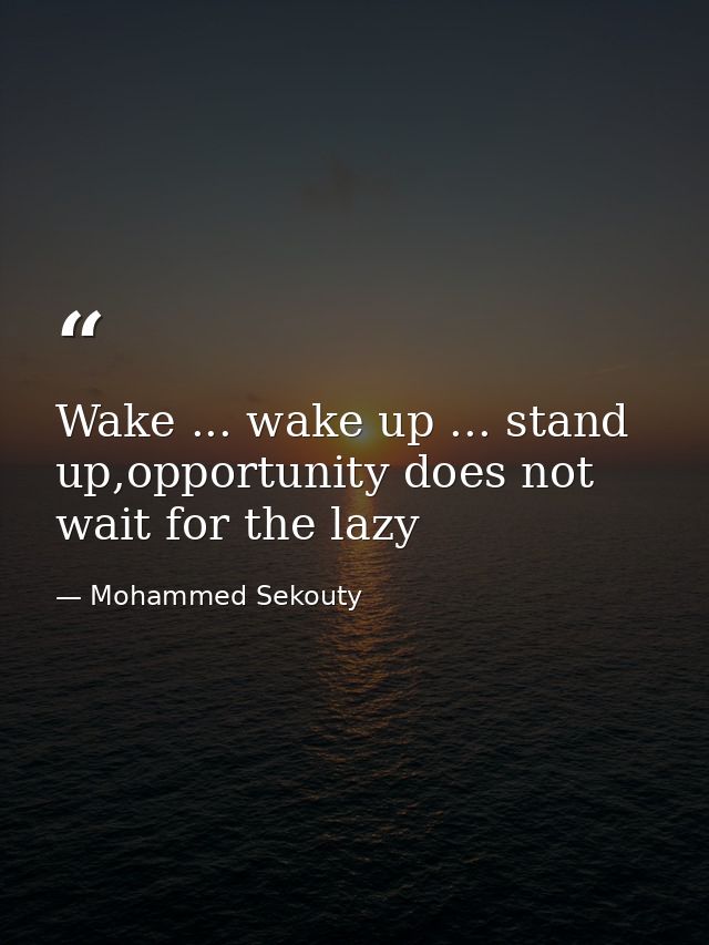 Wake ... wake up ... stand up,opportunity does not wait for the lazy — Mohammed Sekouty
