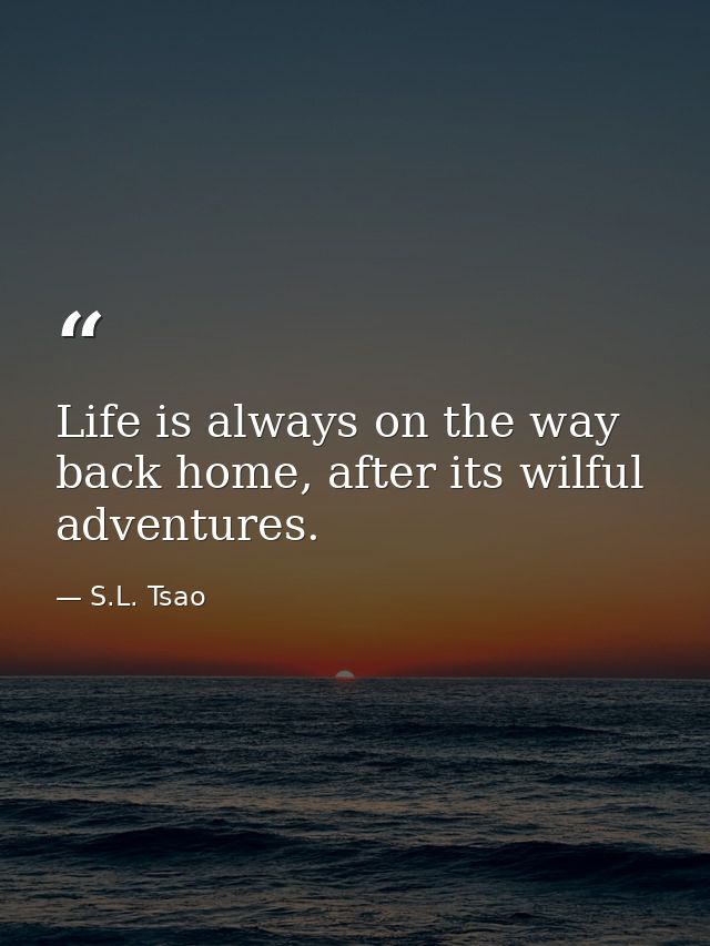 Life is always on the way back home, after its wilful adventures. — S.L. Tsao