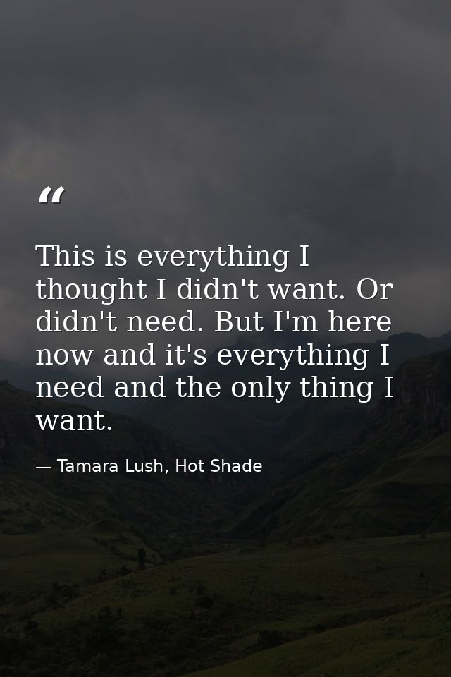 This is everything I thought I didn't want. Or didn't need. But I'm here now and it's everything I need and the only thi — Tamara Lush, Hot Shade