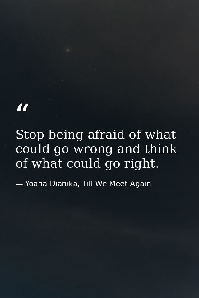 Stop being afraid of what could go wrong and think of what could go right. — Yoana Dianika, Till We Meet Again