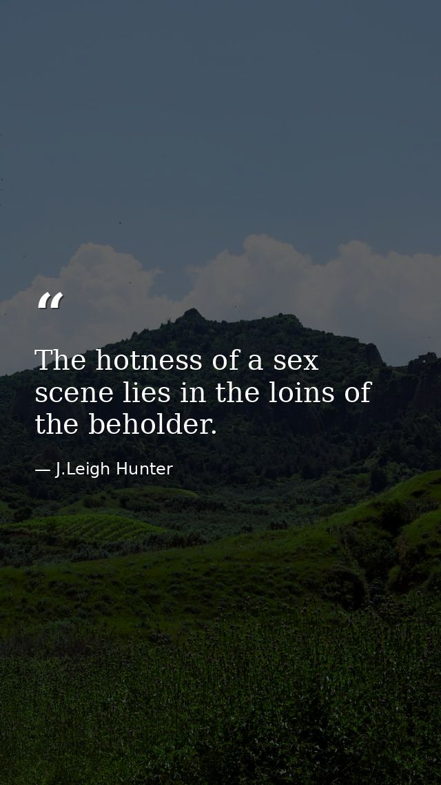 The hotness of a sex scene lies in the loins of the beholder. — J.Leigh Hunter