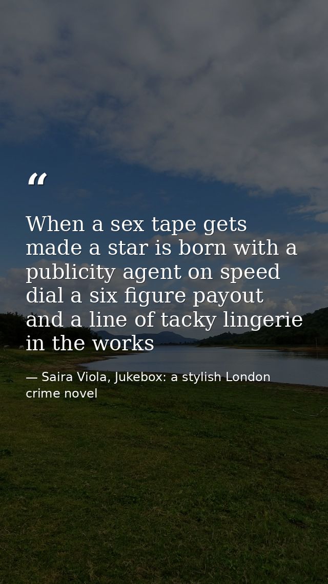 When a sex tape gets made a star is born with a publicity agent on speed dial a six figure payout and a line of tacky li — Saira Viola, Jukebox: a stylish London crime novel
