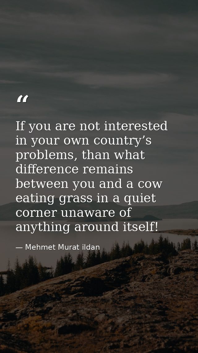 If you are not interested in your own country’s problems, than what difference remains between you and a cow eating gras — Mehmet Murat ildan