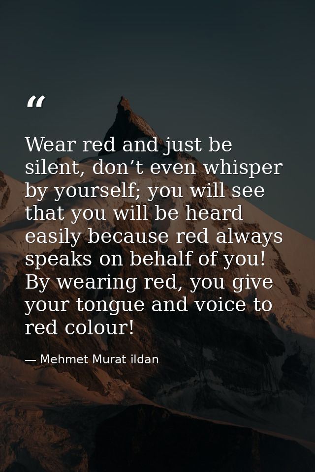 Wear red and just be silent, don’t even whisper by yourself; you will see that you will be heard easily because red alwa — Mehmet Murat ildan