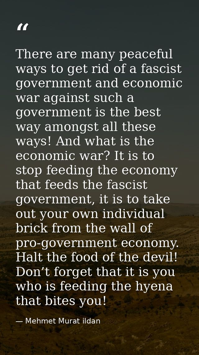 There are many peaceful ways to get rid of a fascist government and economic war against such a government is the best w — Mehmet Murat ildan