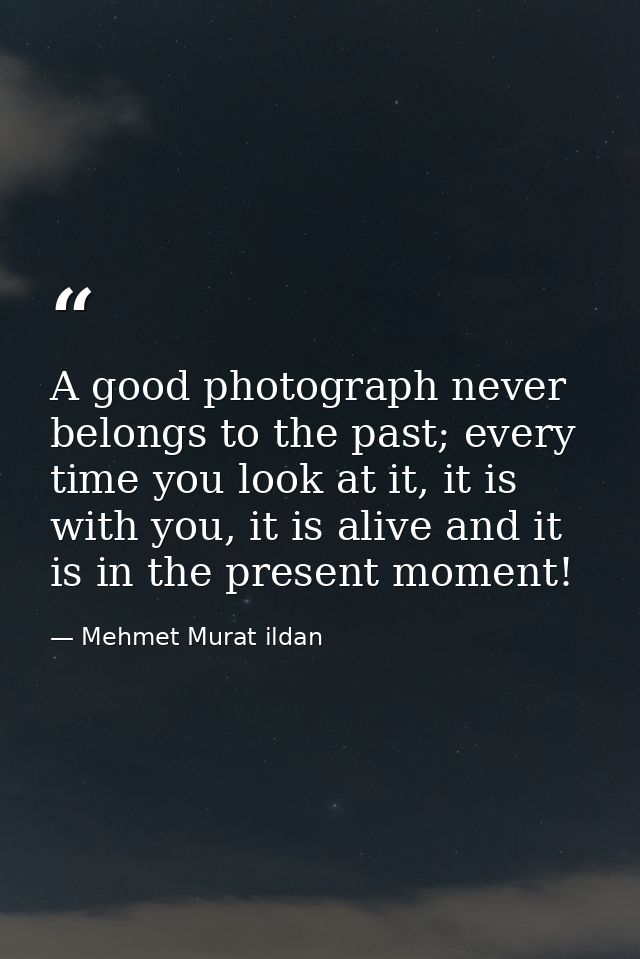 A good photograph never belongs to the past; every time you look at it, it is with you, it is alive and it is in the pre — Mehmet Murat ildan
