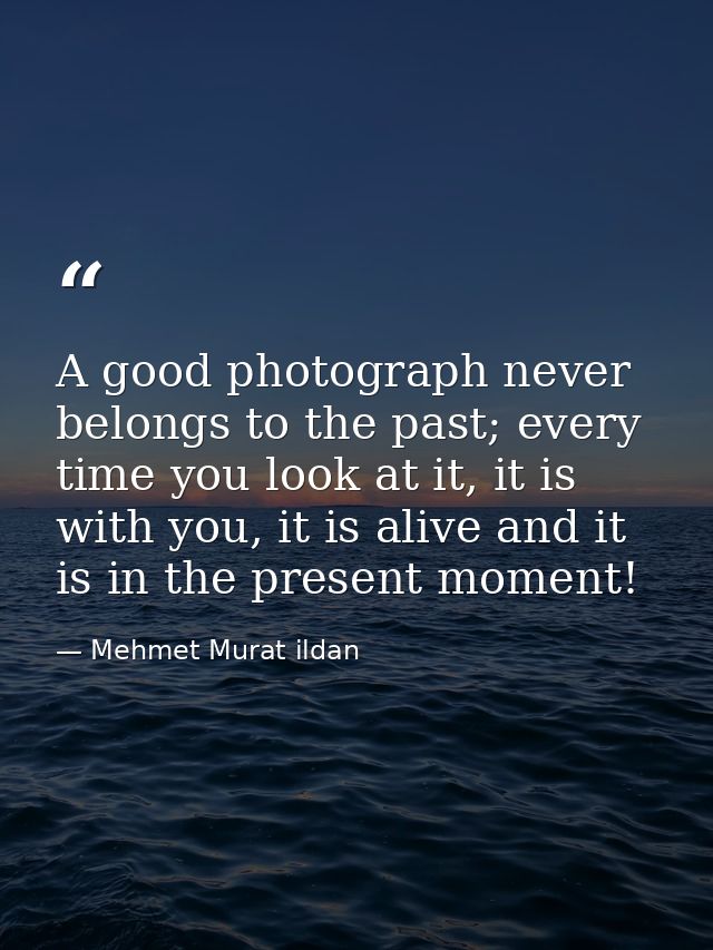 A good photograph never belongs to the past; every time you look at it, it is with you, it is alive and it is in the pre — Mehmet Murat ildan