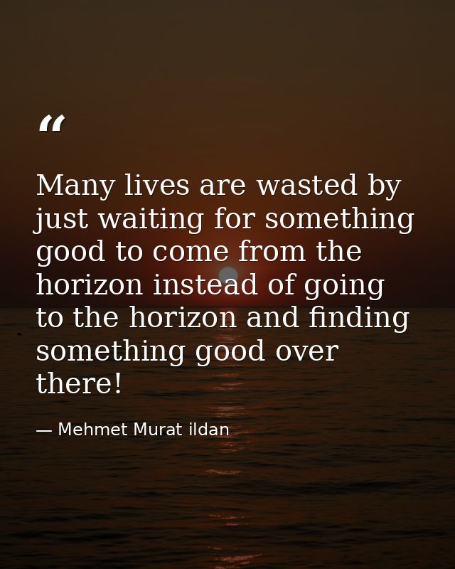 Many lives are wasted by just waiting for something good to come from the horizon instead of going to the horizon and fi — Mehmet Murat ildan