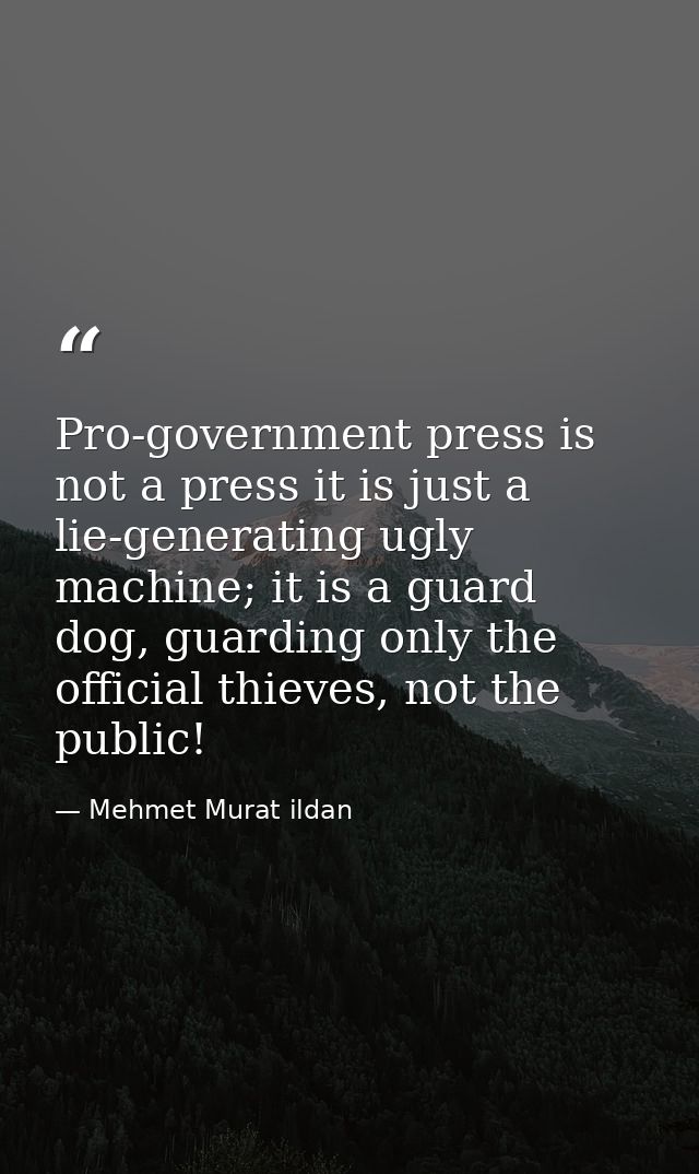 Pro-government press is not a press it is just a lie-generating ugly machine; it is a guard dog, guarding only the offic — Mehmet Murat ildan