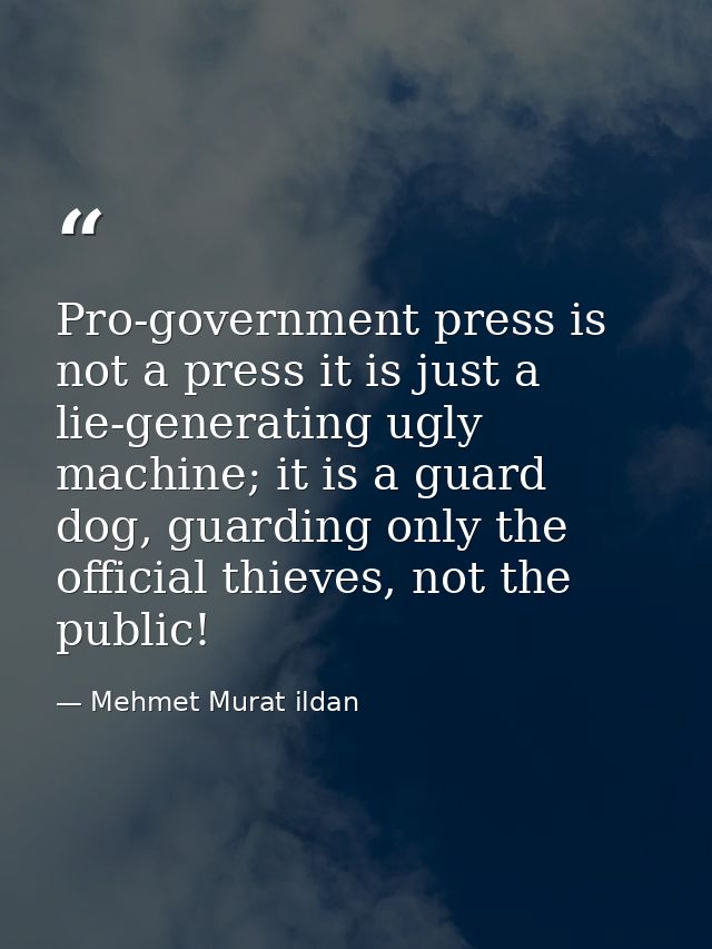 Pro-government press is not a press it is just a lie-generating ugly machine; it is a guard dog, guarding only the offic — Mehmet Murat ildan