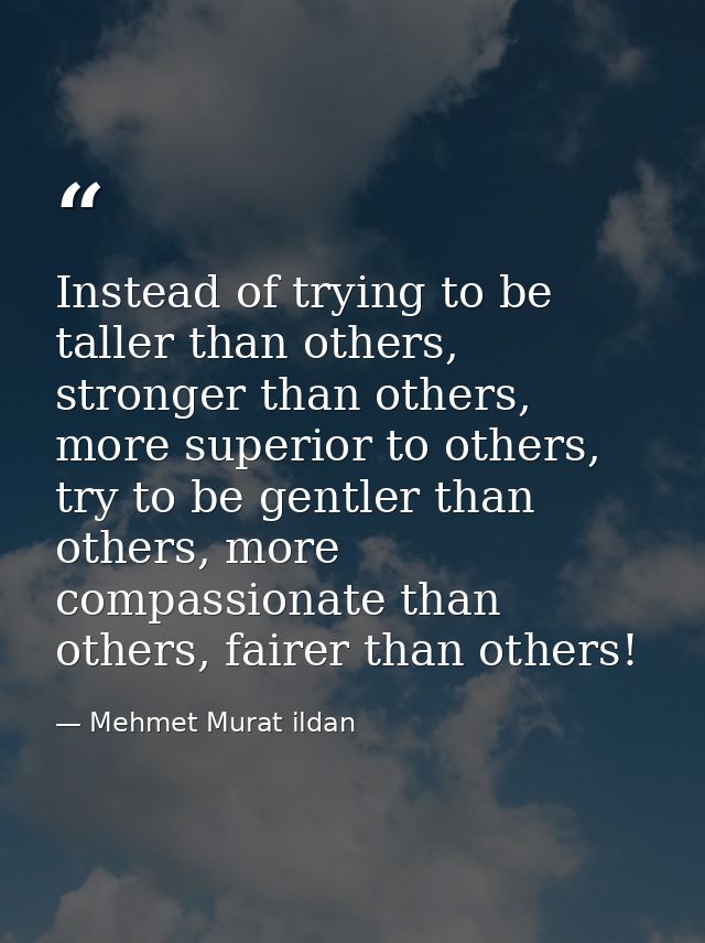 Instead of trying to be taller than others, stronger than others, more superior to others, try to be gentler than others — Mehmet Murat ildan