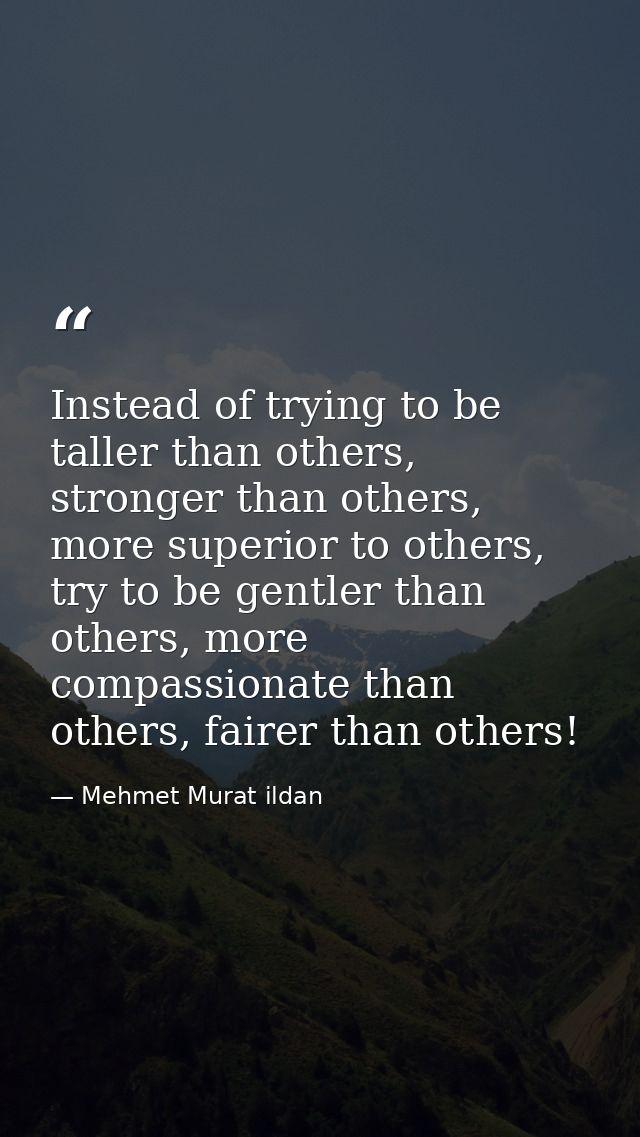 Instead of trying to be taller than others, stronger than others, more superior to others, try to be gentler than others — Mehmet Murat ildan