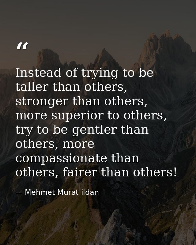 Instead of trying to be taller than others, stronger than others, more superior to others, try to be gentler than others — Mehmet Murat ildan