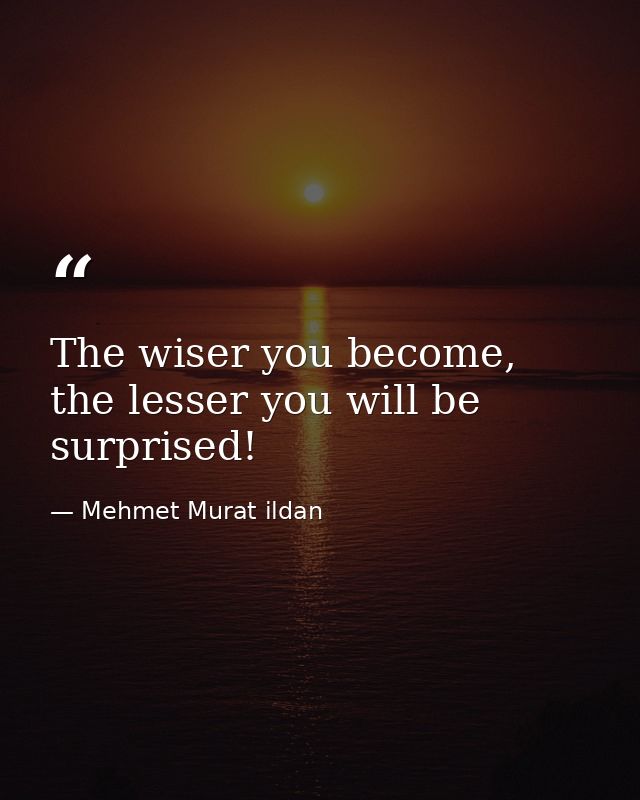 The wiser you become, the lesser you will be surprised! — Mehmet Murat ildan