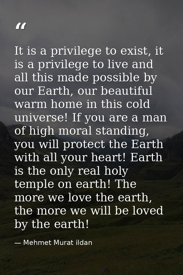 It is a privilege to exist, it is a privilege to live and all this made possible by our Earth, our beautiful warm home i — Mehmet Murat ildan