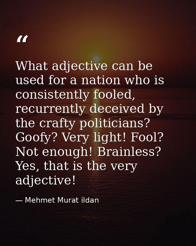 What adjective can be used for a nation who is consistently fooled, recurrently deceived by the crafty politicians? Goof — Mehmet Murat ildan
