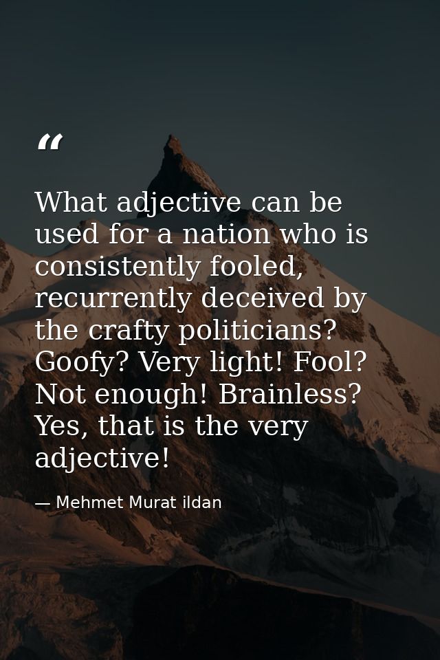 What adjective can be used for a nation who is consistently fooled, recurrently deceived by the crafty politicians? Goof — Mehmet Murat ildan