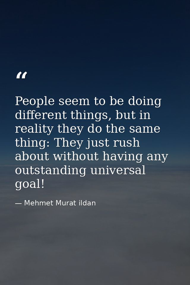 People seem to be doing different things, but in reality they do the same thing: They just rush about without having any — Mehmet Murat ildan