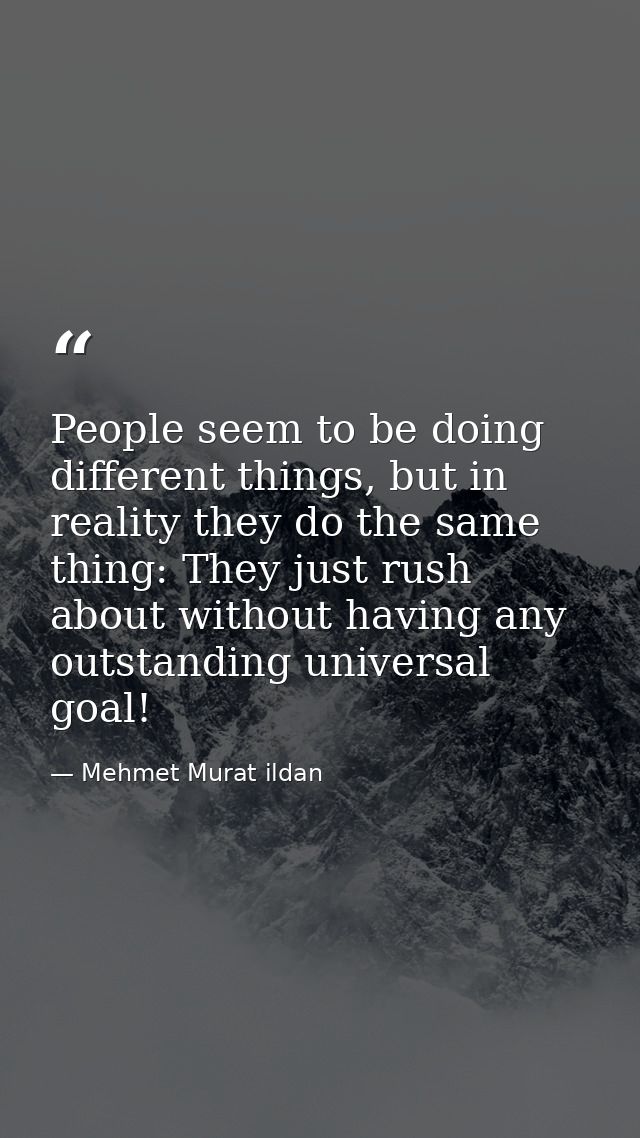 People seem to be doing different things, but in reality they do the same thing: They just rush about without having any — Mehmet Murat ildan