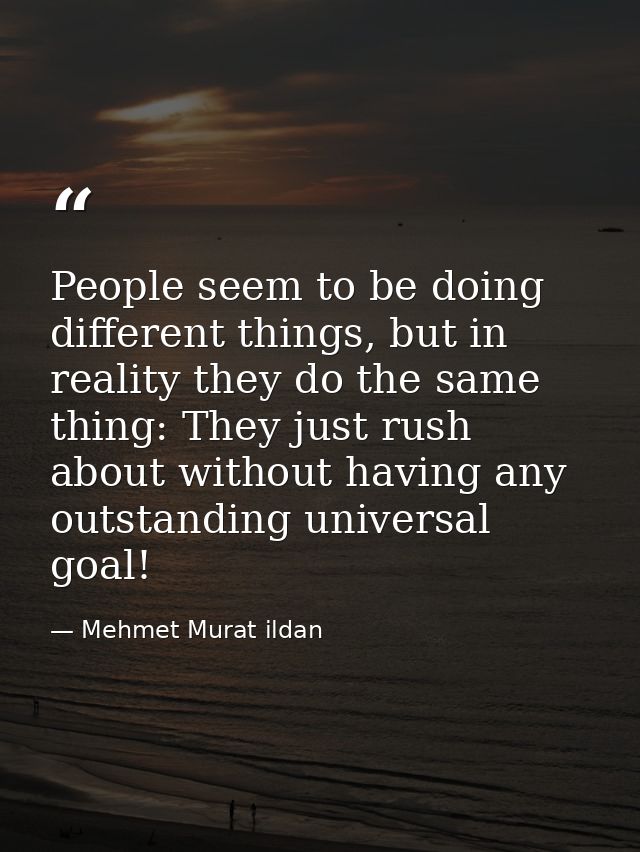 People seem to be doing different things, but in reality they do the same thing: They just rush about without having any — Mehmet Murat ildan