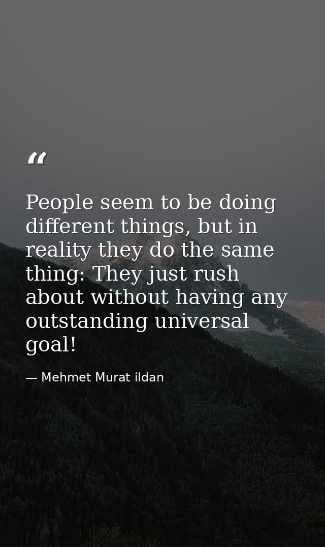 People seem to be doing different things, but in reality they do the same thing: They just rush about without having any — Mehmet Murat ildan
