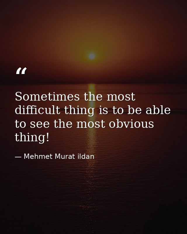 Sometimes the most difficult thing is to be able to see the most obvious thing! — Mehmet Murat ildan