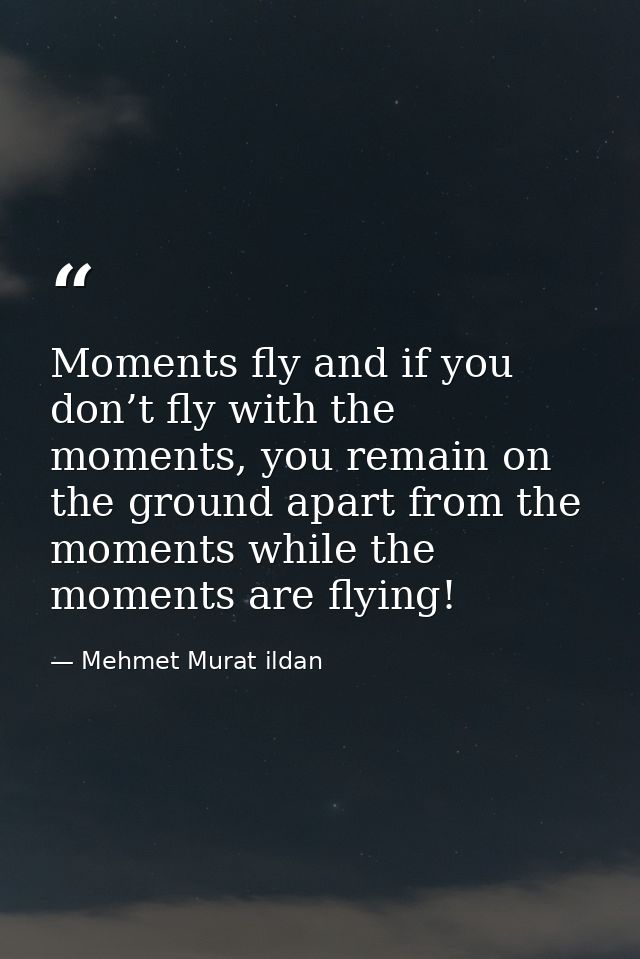 Moments fly and if you don’t fly with the moments, you remain on the ground apart from the moments while the moments are — Mehmet Murat ildan